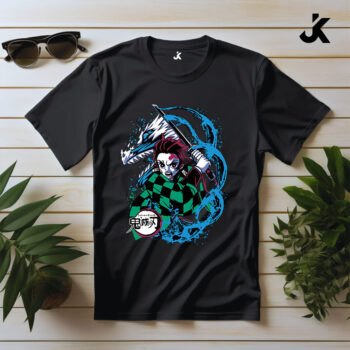 Demon Slayer Tanjiro Black - Cotton Anime T-shirt