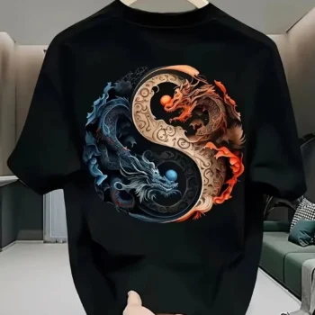 Dragon Circle | Drop Shoulder | Oversized | Cotton T-shirt