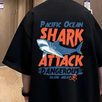Shark Attack | Drop Shoulder | Oversized | Cotton T-shirt