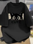 Cute Little Cat | Drop Shoulder | Oversized | Cotton T-shirt