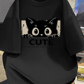 Cute Little Cat | Drop Shoulder | Oversized | Cotton T-shirt